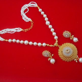 NA78 Daphne Stylish Golden And White Necklace Earring Set For women