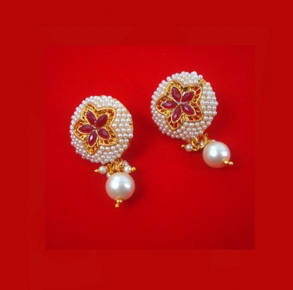 NA79 Daphne Flower Design White Beaded Earring For Woman