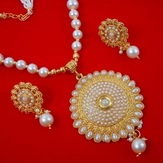 NA80 Daphne Stylish Golden And White Necklace Earring Set For women NA80 Daphne Stylish Golden And White Necklace Earring Set For women