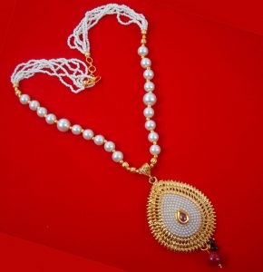 NA81 Daphne Fancy Leaf  Shape White Beaded Necklace For Woman