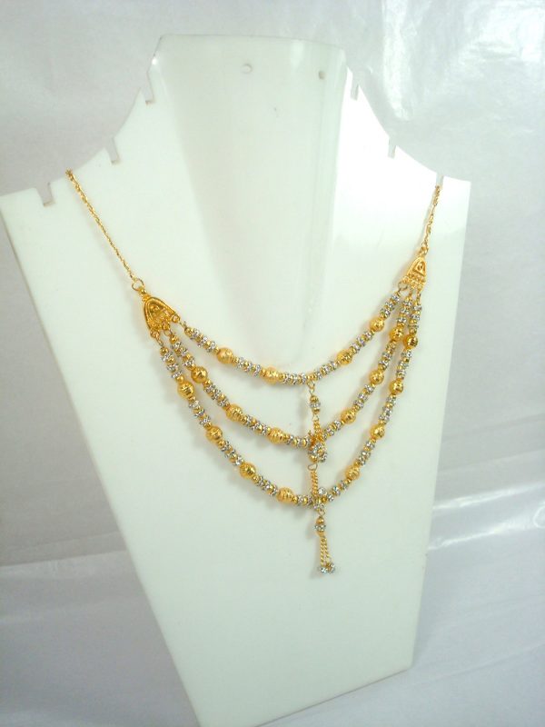 NC77 Daphne Multi strand Golden Balls With Zircons For Woman
