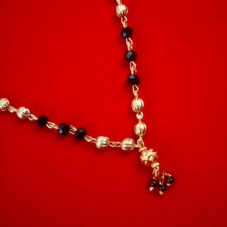 T79 Daphne Handmade golden black beads Mangalsutra With Hanging Beads Gift For Wife