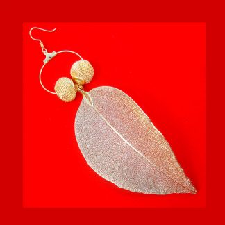 E81 Daphne Golden Trendy Leaf Hanging Earrings For Woman