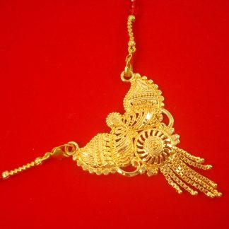MN61 Daphne Handmade Golden Mangalsutra Necklace With Red Golden Beads