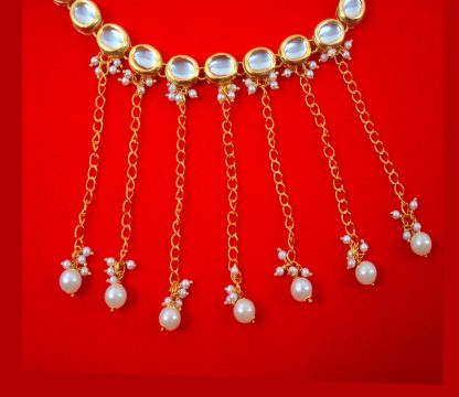 NA89 Daphne Designer Kundan Trendy Necklace With Hanging pearl Drop