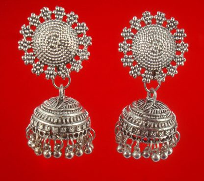 Daphne Oxidised German Silver Jhumka Dangle Beads Earrings For Women