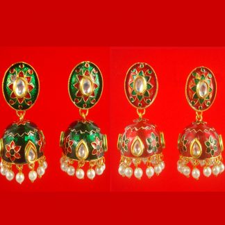 Daphne Wedding Wear Traditional Ethnic Wear Jaipuri Meenakari Jhumka