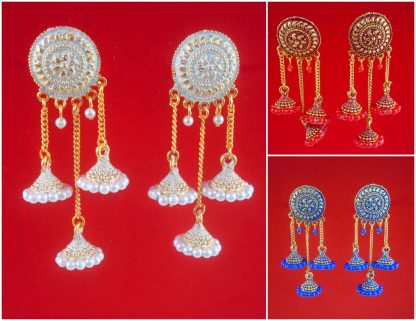 Daphne Trendy Wedding Wear Hanging Jhumki In Three Different Color