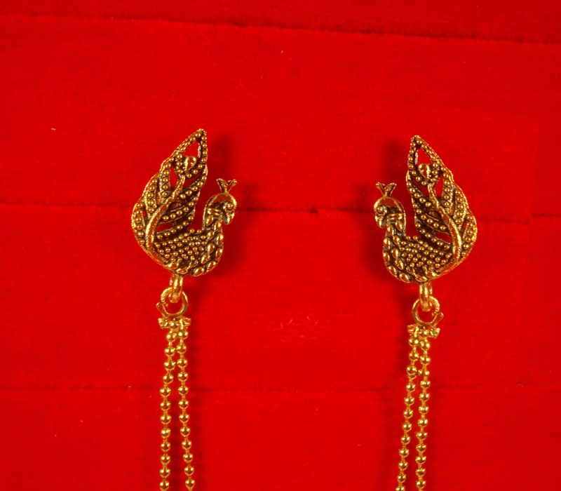JH32 Daphne Antique Traditional Long Peacock Look Oxidised Jhumki For Girls