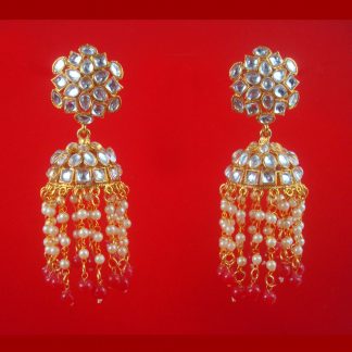 JH33 Daphne Bollywood Inspired Stylish Party Wear Polki Jhumki Hanging Red Stone