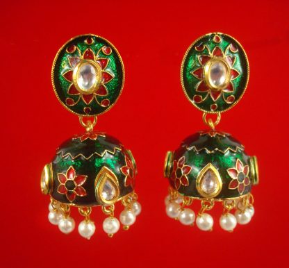 JH37G Daphne Wedding Wear Traditional Ethnic Wear Jaipuri Meenakari Jhumka