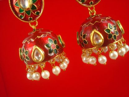 JH37R Daphne Wedding Wear Traditional Ethnic Wear Jaipuri Meenakari Jhumka