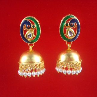 JH38 Daphne Peacock Design Bollywood Style Round Hanging Jhumka