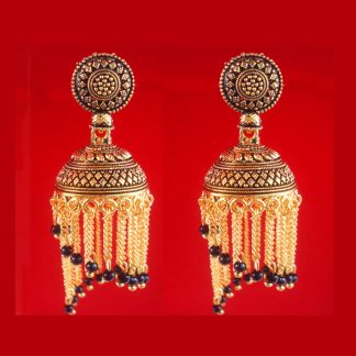 JH39 Daphne Stunning Golden Wedding Wear Tiny Stone Hanging Jhumka