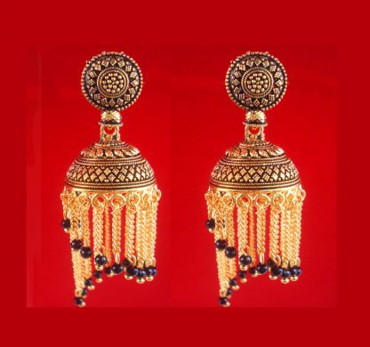 JH39 Daphne Stunning Golden Wedding Wear Tiny Stone Hanging Jhumka