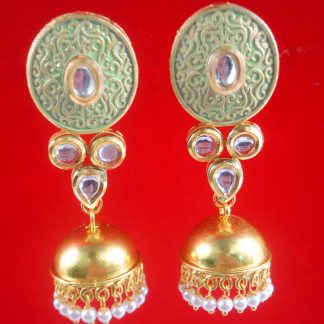 JH40G Daphne Wedding Wear Round Kundan Hanging Jhumka