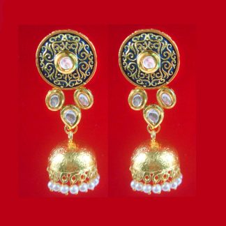 JH40Z Daphne Round Kundan Hanging Jhumka For Traditional Wear