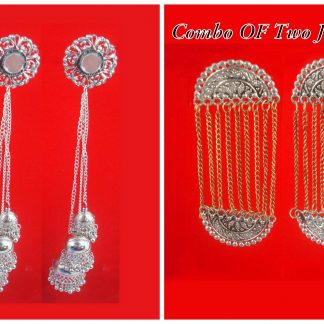 JH42C Daphne Traditional Wear Combo Of Three Oxidised Of Jhumki For Girls