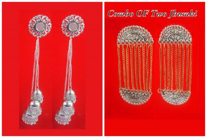 JH42C Daphne Traditional Wear Combo Of Three Oxidised Of Jhumki For Girls