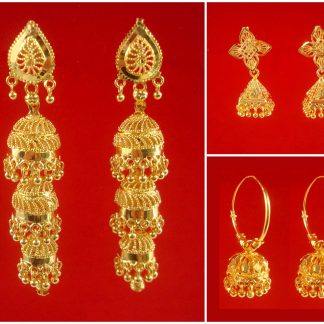 JH44C Daphne Royal Touch Combo Of Three Different Hanging Type Of Jhumki