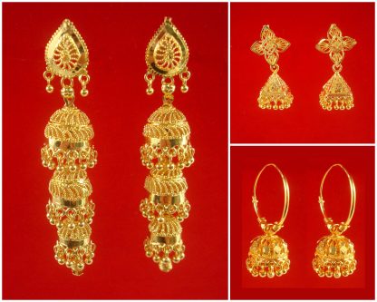 JH44C Daphne Royal Touch Combo Of Three Different Hanging Type Of Jhumki
