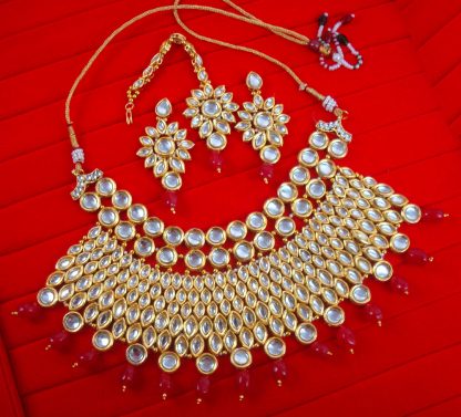 NA100 Daphne Royal Touch Premium Kundan Necklace Earring With Maang Tikka