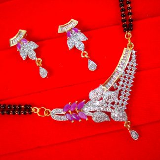 ZM30 Daphne Latest Zircon Mangalsutra With Pink Stone For Woman