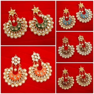 Daphne Wedding Wear Kundan Stone Semi Precious Golden Plated Pearl Dangler Earring