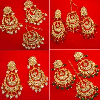 EM55 Daphne Wedding Wear Royal Look Chand Bali Style Earring Maang Tikka