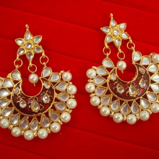 JH38 Daphne Wedding Wear Kundan Stone Semi Precious Golden Plated Pearl Dangler Earring