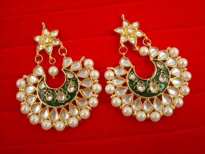 JH40 Daphne Wedding Wear Kundan Stone Semi Precious Golden Plated Pearl Dangler Earring