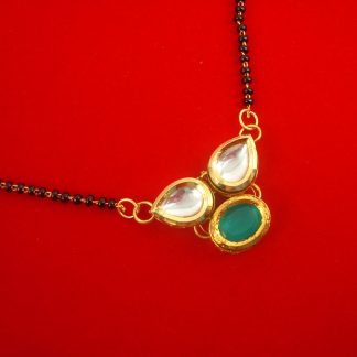 MN73 Daphne Newly Launched Daily Wear Green Kundan Handmade Mangalsutra