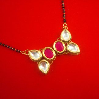 MN73 Daphne Newly Launched Daily Wear Pink Kundan Handmade Mangalsutra