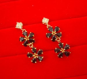 N11B Daphne Double Line Stone Black Wedding Wear Zircon Earring