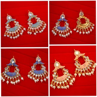JH49 Daphne Traditional Wedding wear Golden Shade Earrings With Pearl Drop
