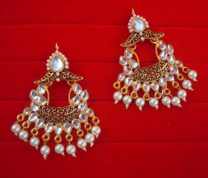 JH49D Daphne Traditional Wedding wear Brown Shade Earrings With Pearl Drop