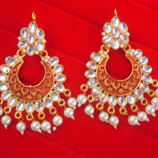 JH50E Daphne Wedding Wear Chand Style Mint Earring With Pearl Drop
