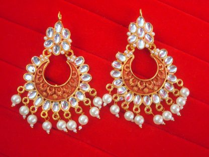 JH50E Daphne Wedding Wear Chand Style Mint Earring With Pearl Drop