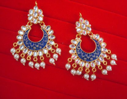 JH50N Daphne Wedding Wear Chand Style Mint Earring With Pearl Drop