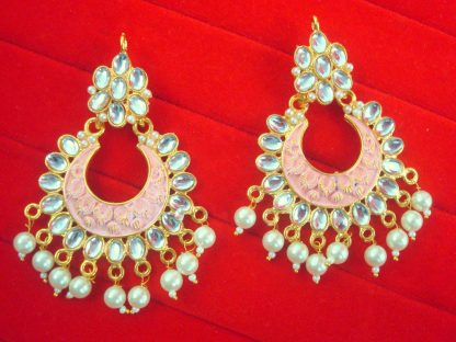 JH50P Daphne Wedding Wear Chand Style Mint Earring With Pearl Drop