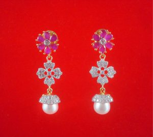 ZE97 Daphne Flower Party Wear Stud Zircon Earring For Girls