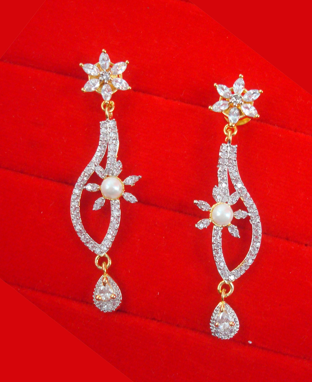 Buy Beautiful Design Gold Covering Long Dangle Earrings Designs for Women