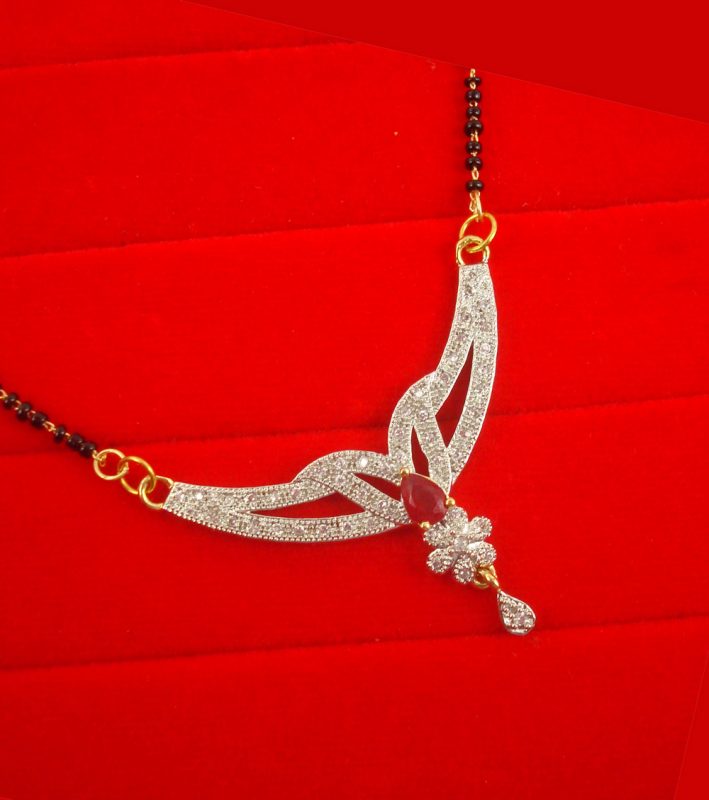 ZM33M Daphne Daily Wear Zircon Mangalsutra With Pink Stone