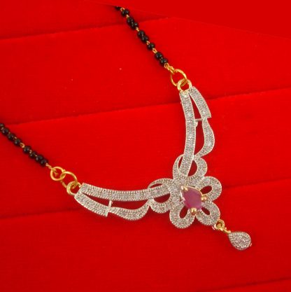 ZM34M Daphne Sparkling Daily Wear Zircon Mangalsutra With Pink Stone