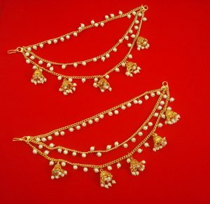 DR20 Daphne Handmade Jhumki Pearl Kaan Chain For Wedding Events 