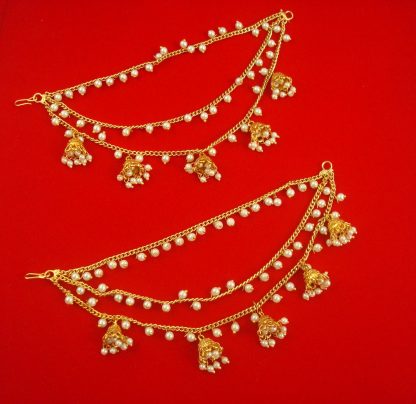 DR20 Daphne Handmade Jhumki Pearl Kaan Chain For Wedding Events