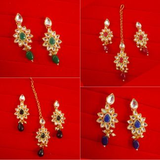 Daphne Light Weight Wedding Wear Hanging Earring Maang Tika In Different Colors