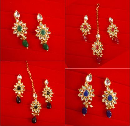 Daphne Light Weight Wedding Wear Hanging Earring Maang Tika In Different Colors