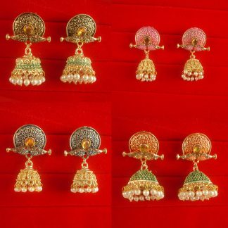 Daphne Wedding Wear Unique Earring With Round Hanging Jhumkis in Different Colors