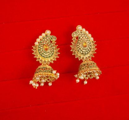 JH56G Daphne Wedding Wear Designer Leaf Shape Jhumki Earring For Girls